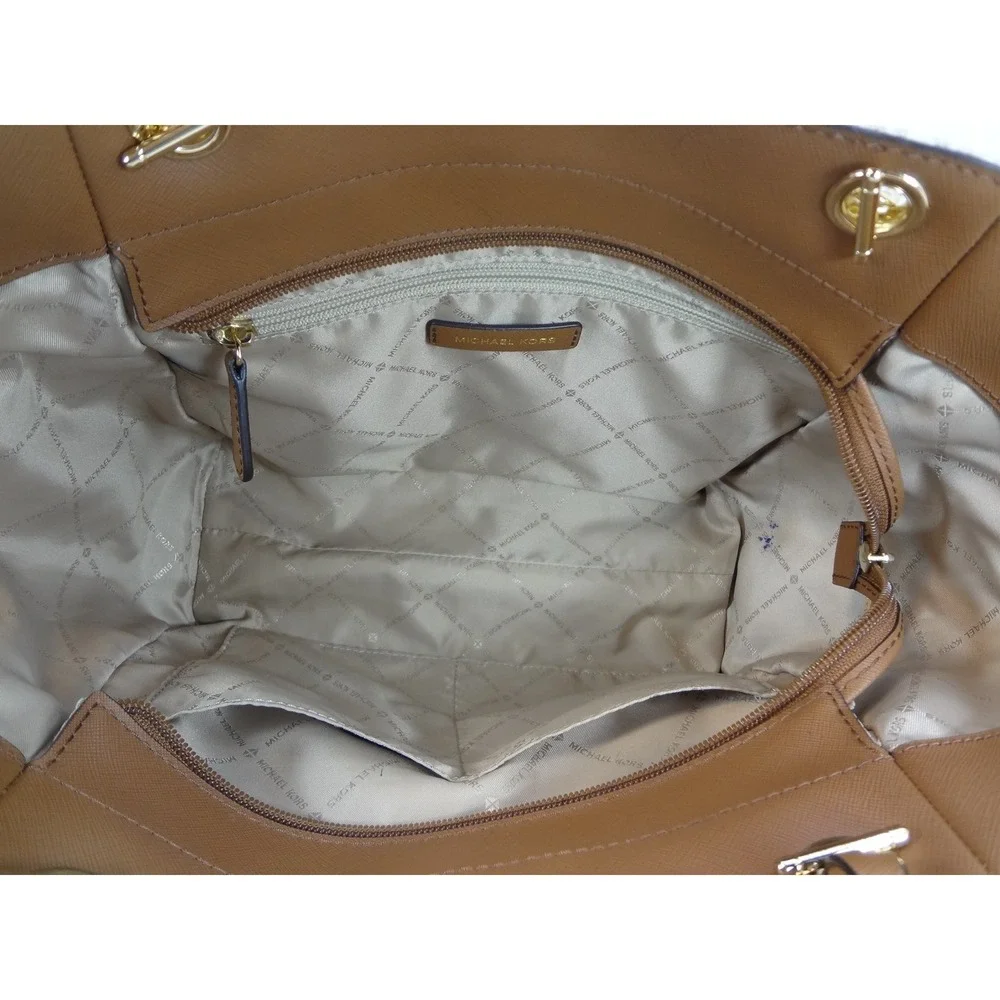 Michael Kors Jet Set Large Chain Shoulder‎ Tote Bag Vanilla Logo COA